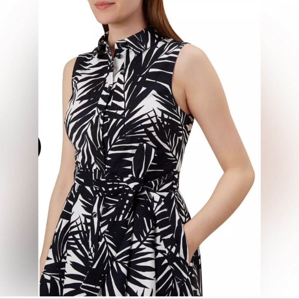 Hobbs London Clarence Midi Dress Palm Print size 10 - Picture 3 of 10
